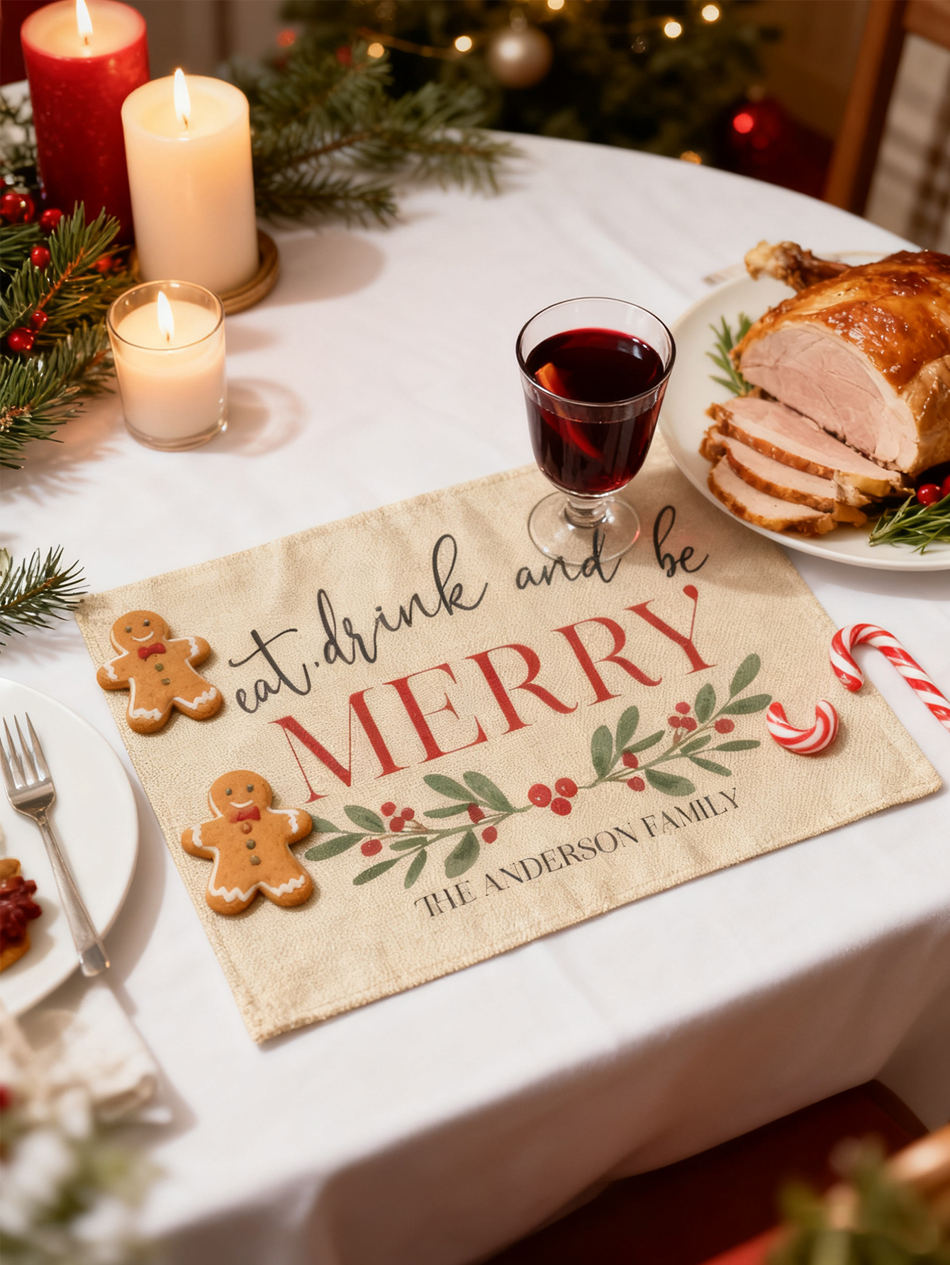 Personalized Merry Christmas Placemats